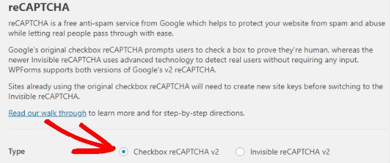 reCAPTCHA settings2