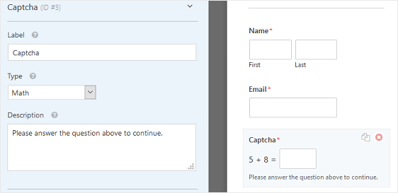 Math captcha form 5