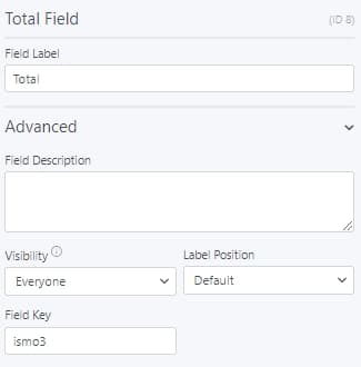 Total quantity form
