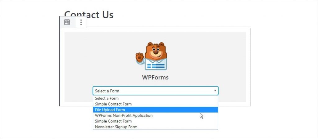 Contact us File upload form WPForms