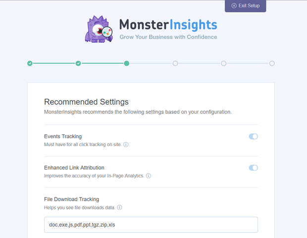 Recommended settings - MonsterInsights