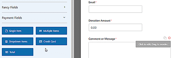 Payment fields