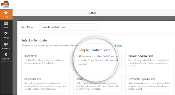 How To Create an Engaging Multi-Page Form with WPForms Let me make it easy for you with the Step-by-step procedure of how to create a Multi-Page form with WPForms. I recommend not to skip any steps while creating a Multi-step form. let's start!! Step 1 - Create a Form in WordPress To start creating a Form in WordPress, the first thing you have to do is to install and activate WPForms. After installing it, go to WPForms from your dashboard and click on add new in order to create a new Form. Now, with WPForms you can break any form into multiple-steps or parts. On the setup screen, remember to name your form and select the template you want to use, depending upon your requirements. For example, let me choose the simple contact form template. 