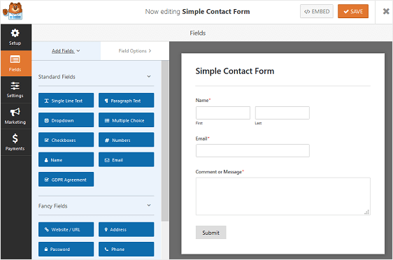 How To Create an Engaging Multi-Page Form with WPForms Let me make it easy for you with the Step-by-step procedure of how to create a Multi-Page form with WPForms. I recommend not to skip any steps while creating a Multi-step form. let's start!! Step 1 - Create a Form in WordPress To start creating a Form in WordPress, the first thing you have to do is to install and activate WPForms. After installing it, go to WPForms from your dashboard and click on add new in order to create a new Form. Now, with WPForms you can break any form into multiple-steps or parts. On the setup screen, remember to name your form and select the template you want to use, depending upon your requirements. For example, let me choose the simple contact form template. 