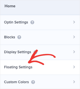 Floating settings from homepage - OptinMonster - Niranjan - Niranninja