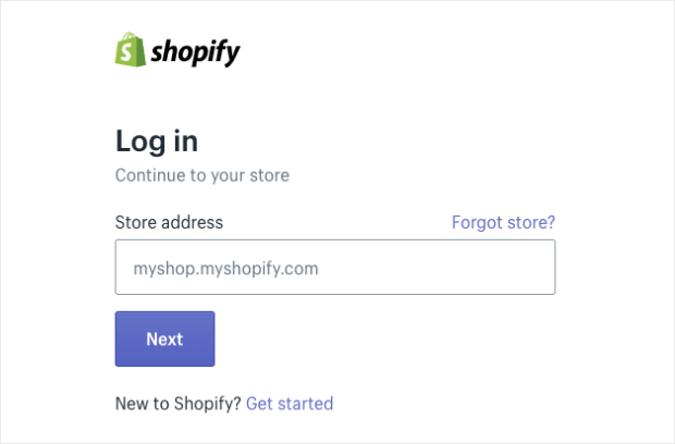 Shopify - account - Login - page