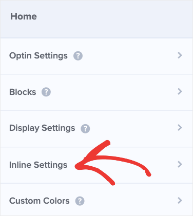 Inline settings on OM menu - OptinMonster - NIranjan - Niranninja