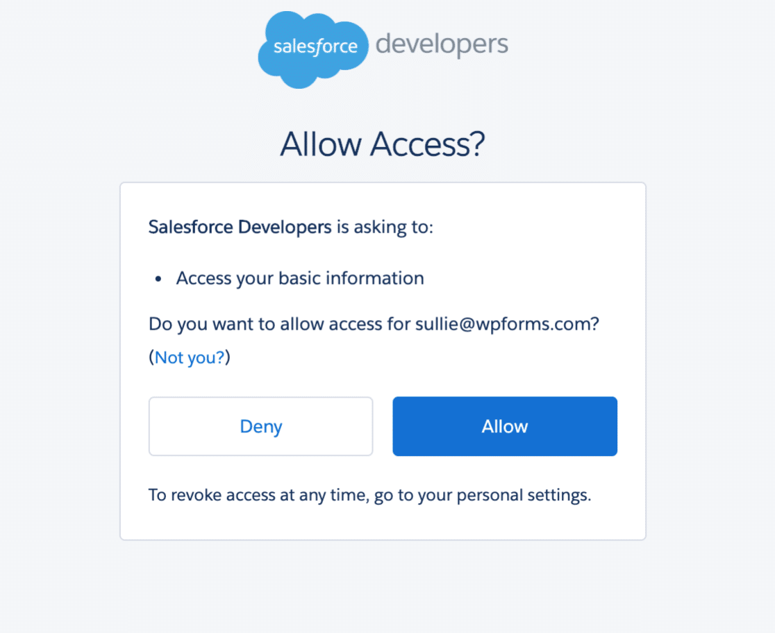 Allow access to salesforce Account