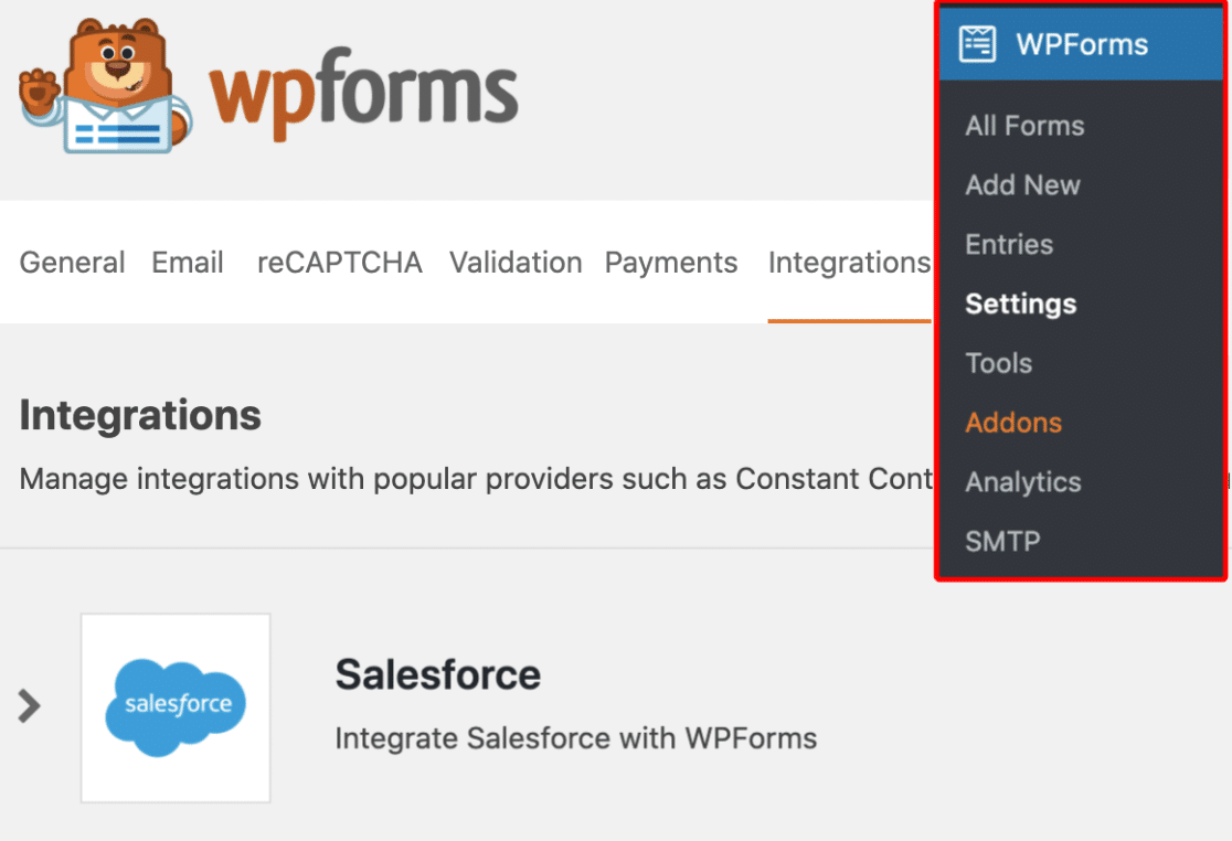 Salesforce integration in WPForms